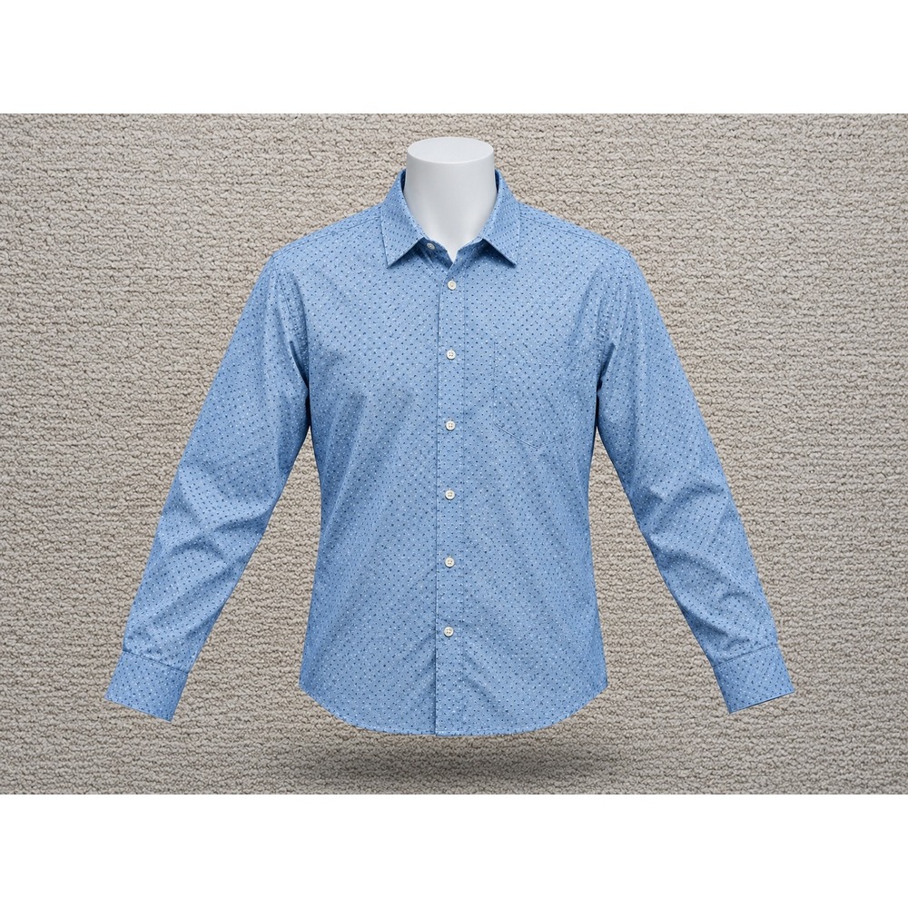 Banana Republic M4. Men's Untucked Fit Oxford Shirt Blue Geometric Print Large